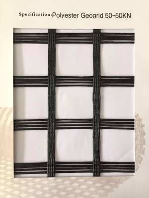 Lưới ổn định mặt đất đen Sợi thủy tinh Geogrid cho mặt đường xi măng
