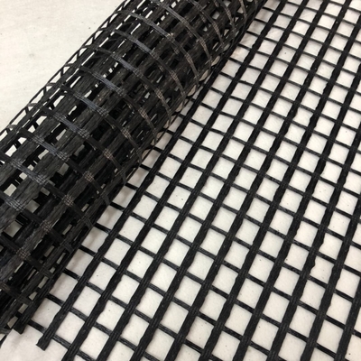 Geogrid sợi thủy tinh lưới đen để ổn định mặt đường