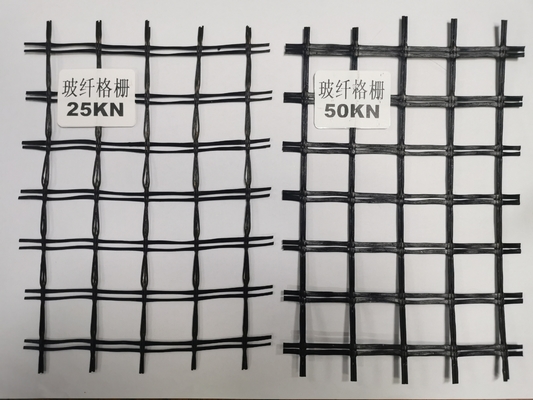 Dệt bao phủ Sợi thủy tinh Lưới địa lý Nền đường Tăng cường Biaxial đen